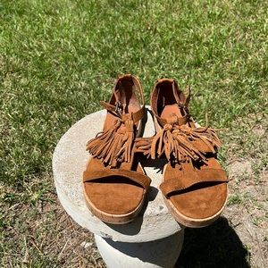 Brown sandals with tassels size 9 1/2